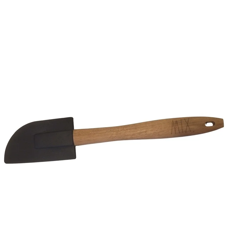 Rae Dunn MIX Silicone Spatula Black Head Wood Handle‎ Farmhouse Kitchen Tool